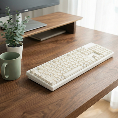 Strolling Cat Z108 Custom Mechanical Keyboard Wired/Wireless Bluetooth, Silent & Creamy Typing Sound, Cute Design for Office Ladies