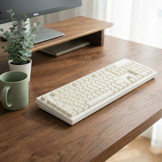 Strolling Cat Z108 Custom Mechanical Keyboard Wired/Wireless Bluetooth, Silent & Creamy Typing Sound, Cute Design for Office Ladies