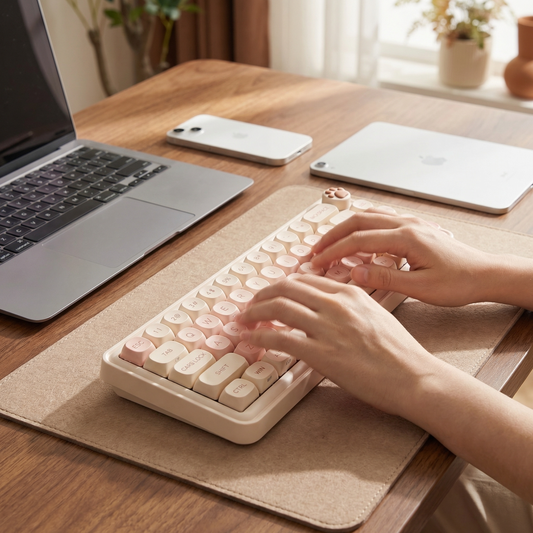 62-Key Wireless Silent Pink Mechanical Keyboard – Compact Candy Design, Tri-Mode (BT/USB), Compatible with Mac/Windows/iOS.