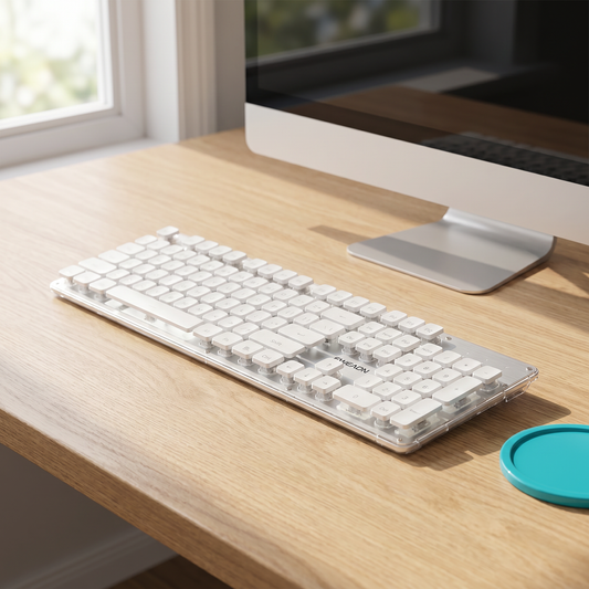 White Wired Silent Keyboard with White Backlight, 26-Key Anti-Ghosting