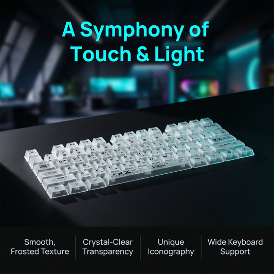 PC Transparent Carbon Fiber Texture Keycaps | Print Set: English/Japanese/Russian/Korean Mechanical Keyboard Keycaps