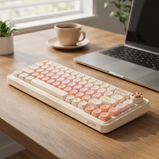 62-Key Wireless Silent Pink Mechanical Keyboard – Compact Candy Design, Tri-Mode (BT/USB), Compatible with Mac/Windows/iOS.